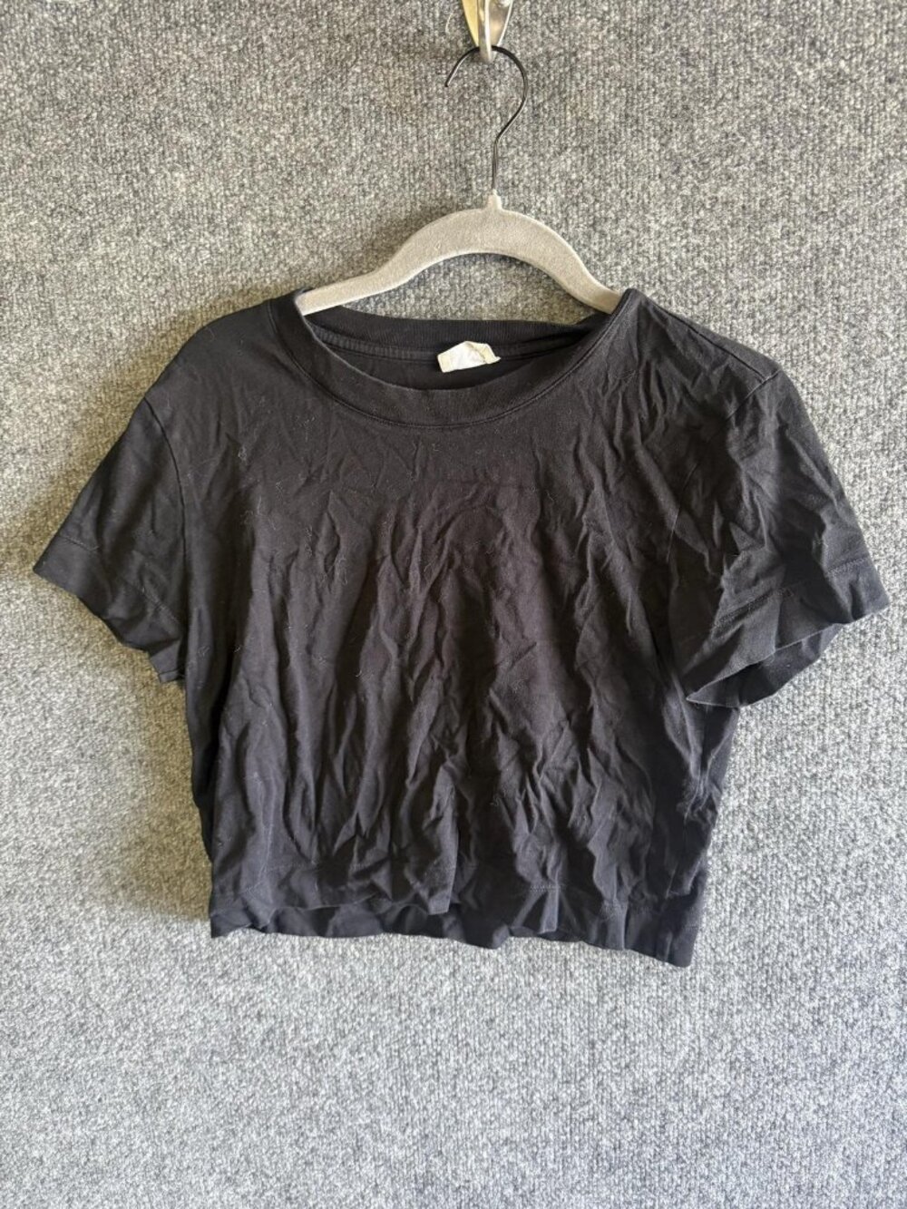Wilfred Free Shirt Womens Small Black Crew Neck Short Sleeve Cropped Top
